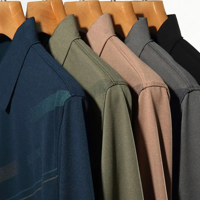 Smart Casual Men Long Sleeve Stripe Polo Shirts Streetwear Male Clothes Spring Autumn Thin Lapel Business Fashion Loose Tops 240824
