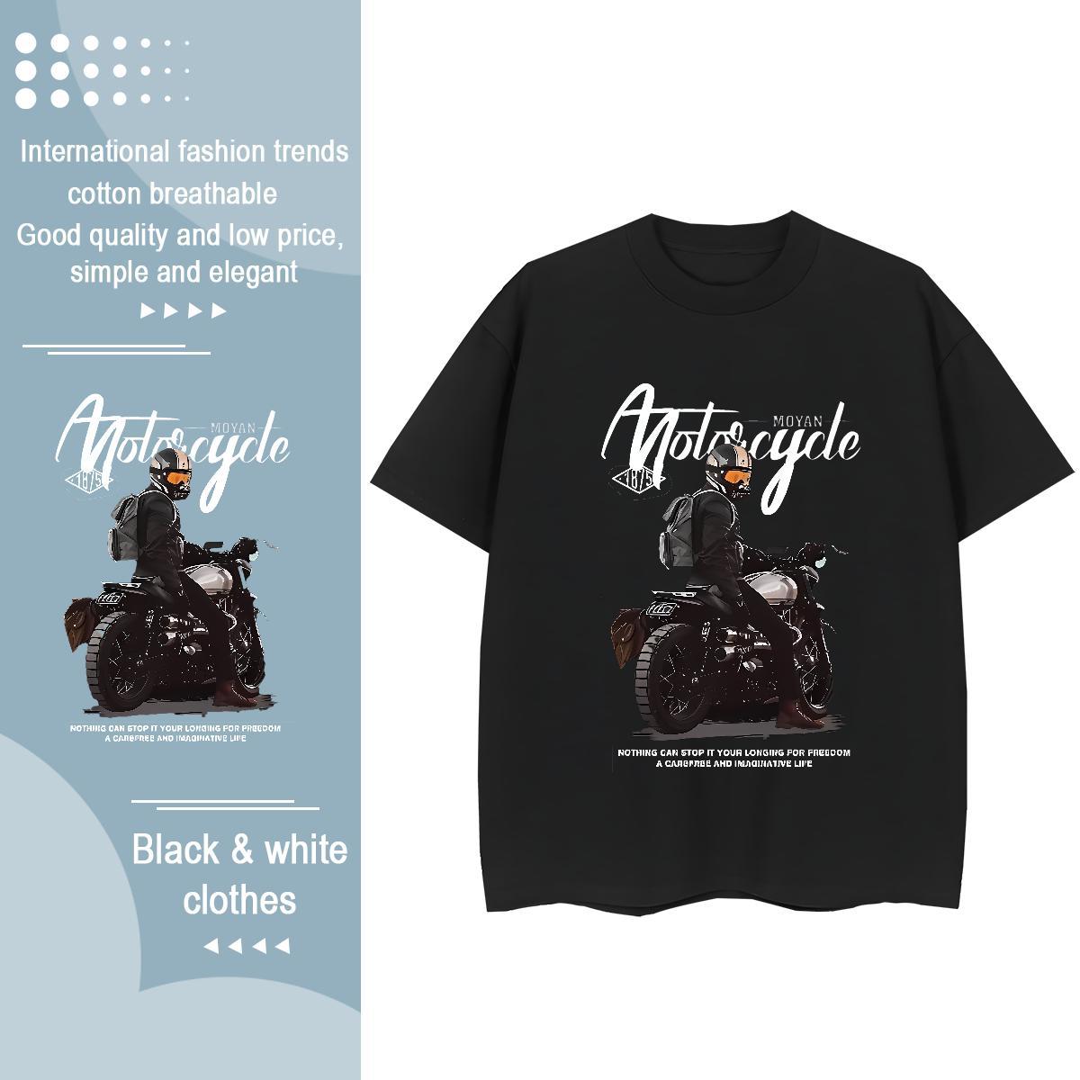 TOP Quality T-Shirts 230g Pure Cotton Motorcycle Sports Casual DIY Breathable Men Tops Tees Designer Fashion Clothes