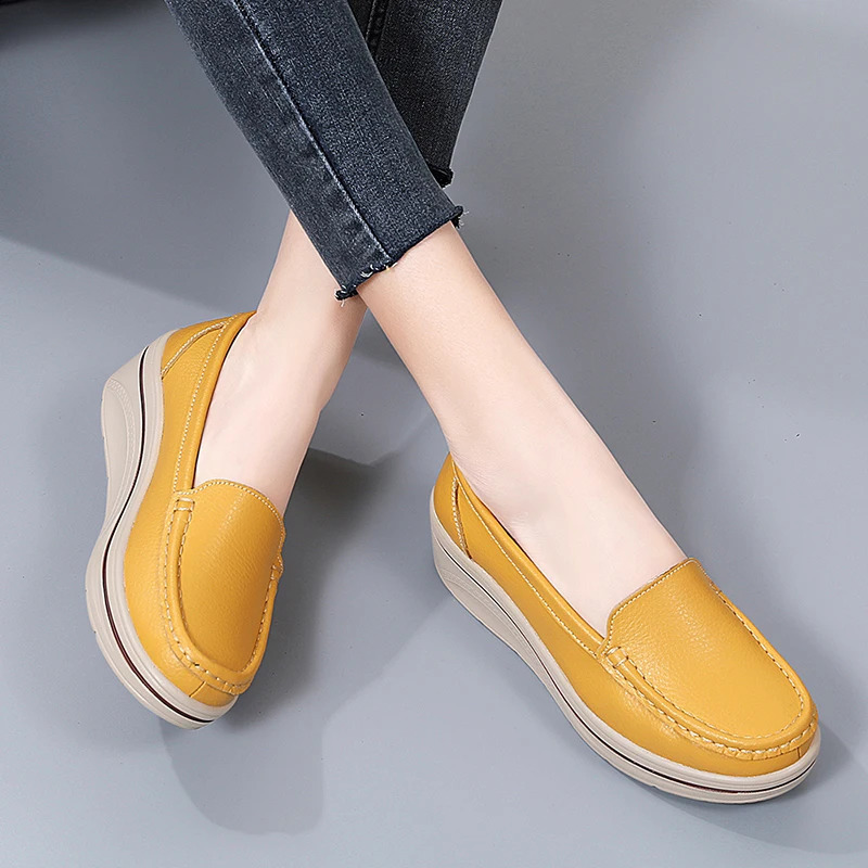 Womens platform shoes with a thick sole increase of 42 large casual shoes wedge high heels single foot shoes 240823