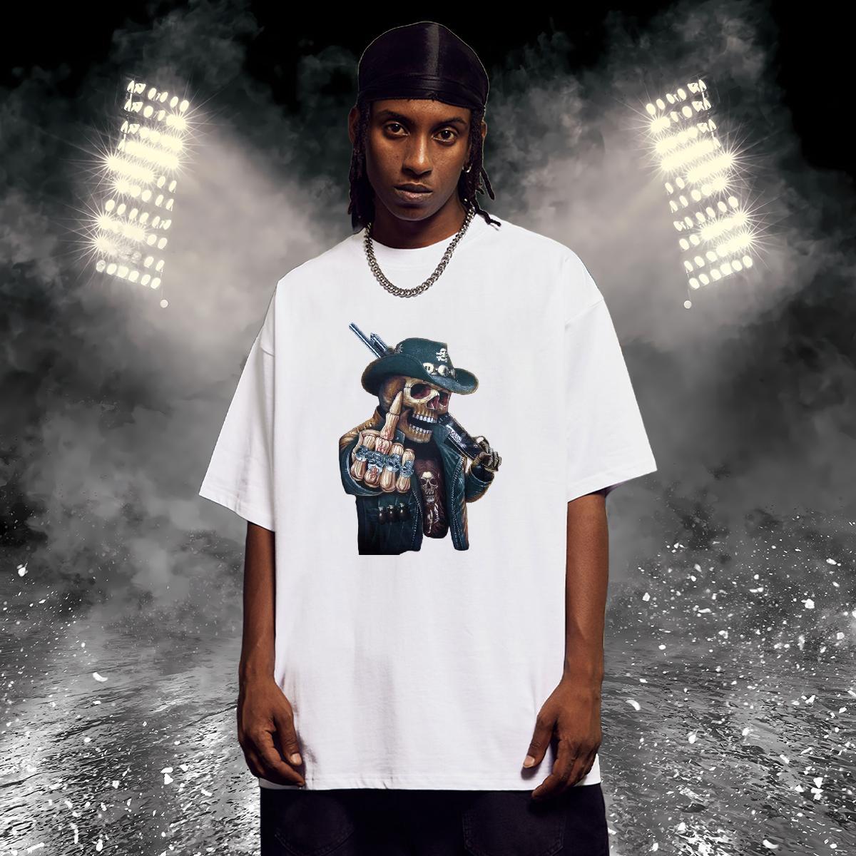 Designer T-Shirts 230g 100% Cotton skull Sports Casual DIY Anime Breathable Men Tees Customized Clothes