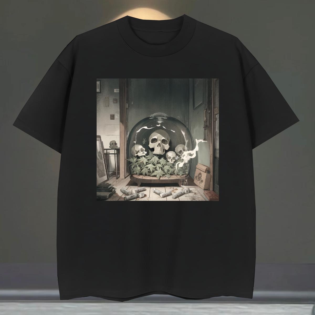 Brand Man T Shirts 100% Cotton 230g skull Home Outdoor Cartoon Print Breathable Crew Neck Mens Tshirts Fashion Casual Tees