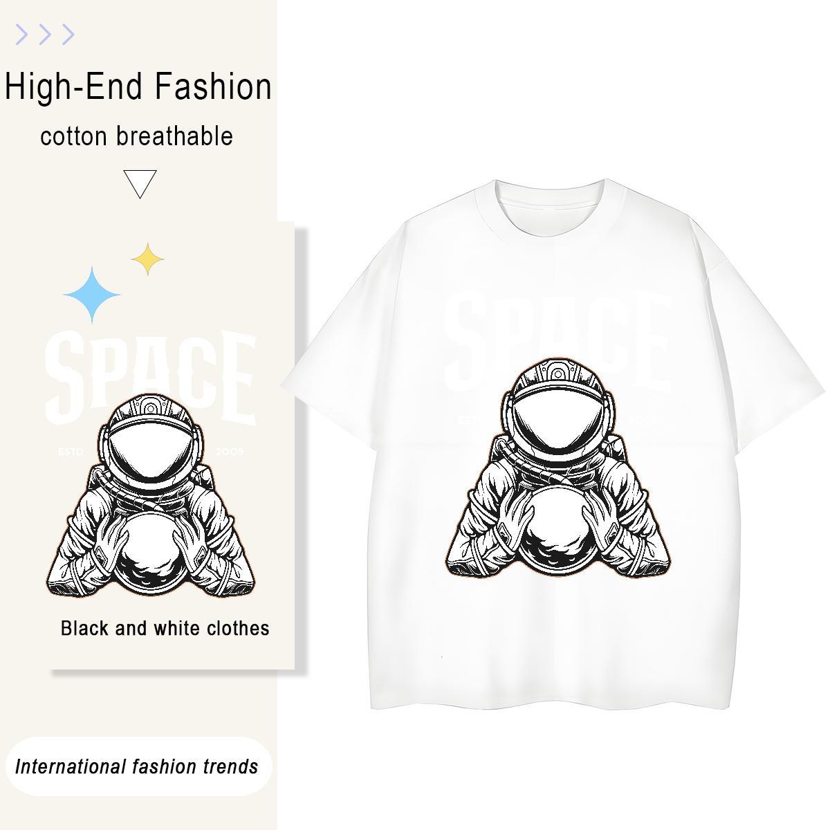 Lady Tshirt for Man Woman 230g Cotton cosmonaut Spring Summer Woman T Shirts Breathable Soft Custom Printing Clothings