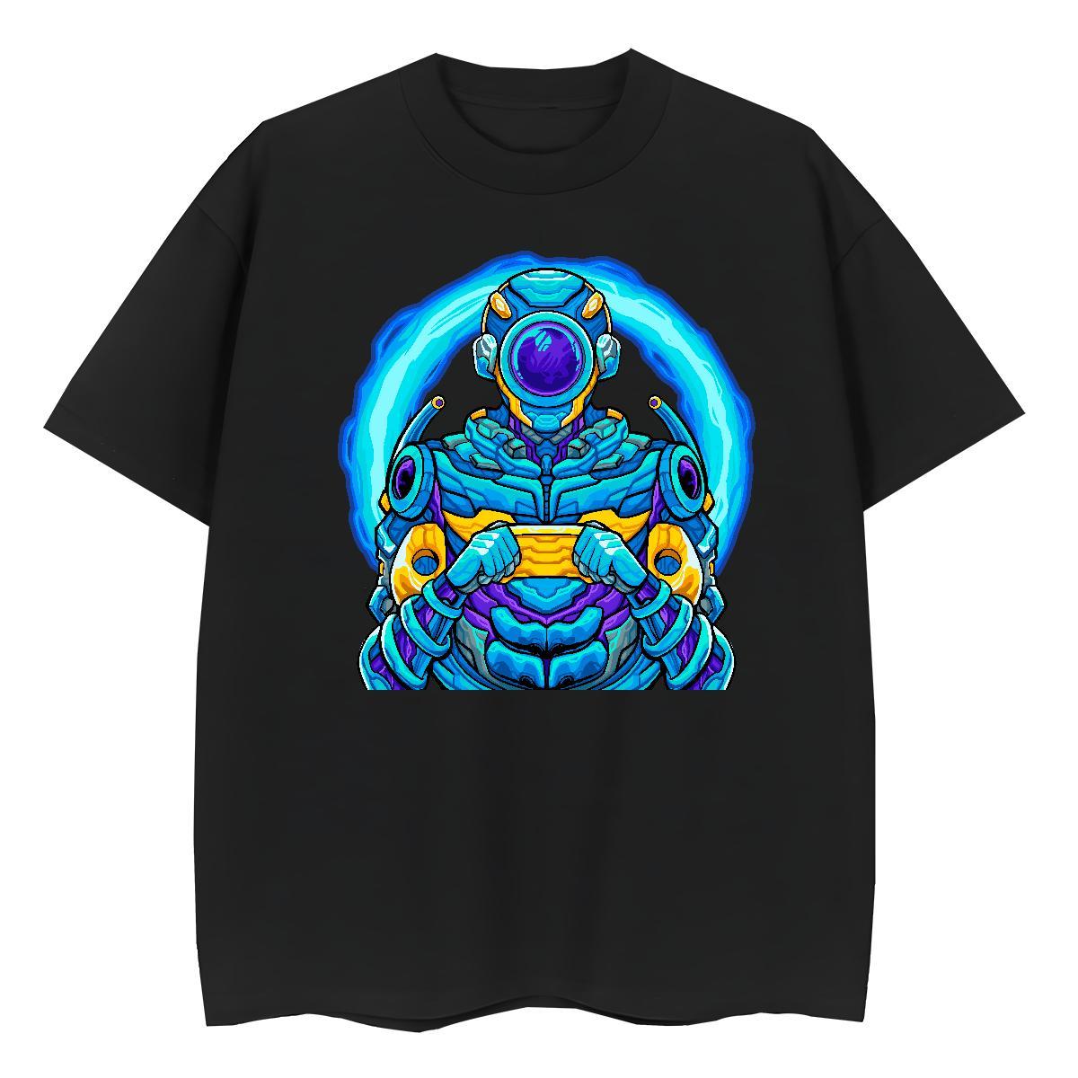 Comfortable T shirt 230g 100% Cotton robot Street Wear White Plus Size O Neck Short Sleeves Tshirt for Man Woman Classic Casual Top Tees