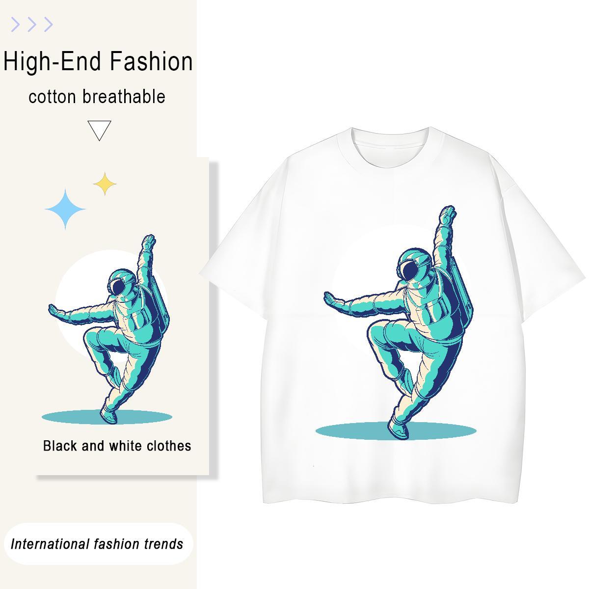 Brand Woman Tshirt 230g 100% Cotton cosmonaut Outdoor Womens T Shirts O-Neck Short Sleeve Oversized Top Shirts