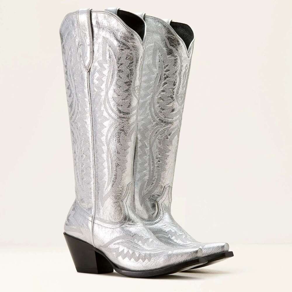 2024 Western Cowboy Boots: Embroidered Zipper hot Mid-Calf High Heel Cowgirl Boots