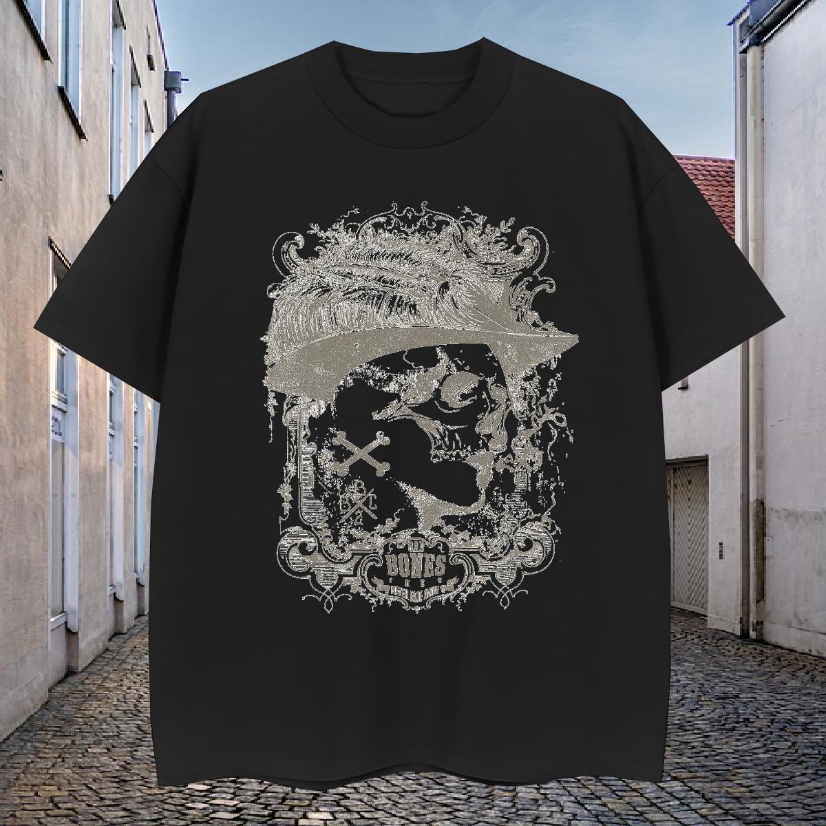Popular T-Shirts 230g 100% Cotton skull Daily Outfit Oversized 4XL Breathable Soft Men Tees Wholesale Clothes