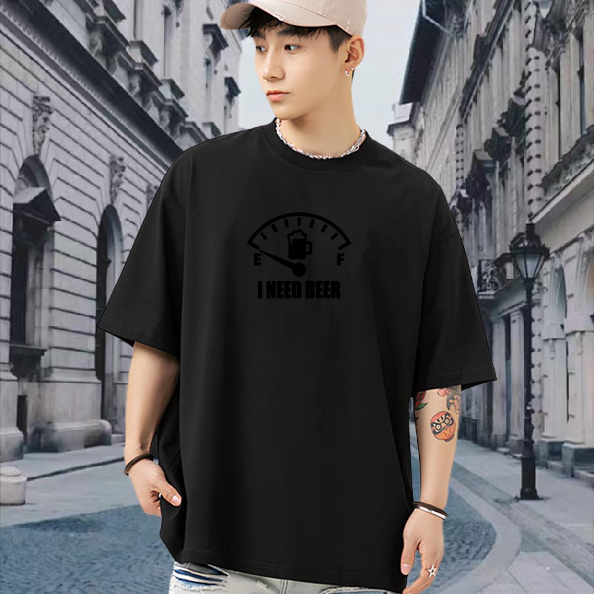 High Quality T-Shirts for Men 230g Cotton letter Spring Summer Customized Print Breathable Crew Neck Tshirts Fashion Design Top Tees