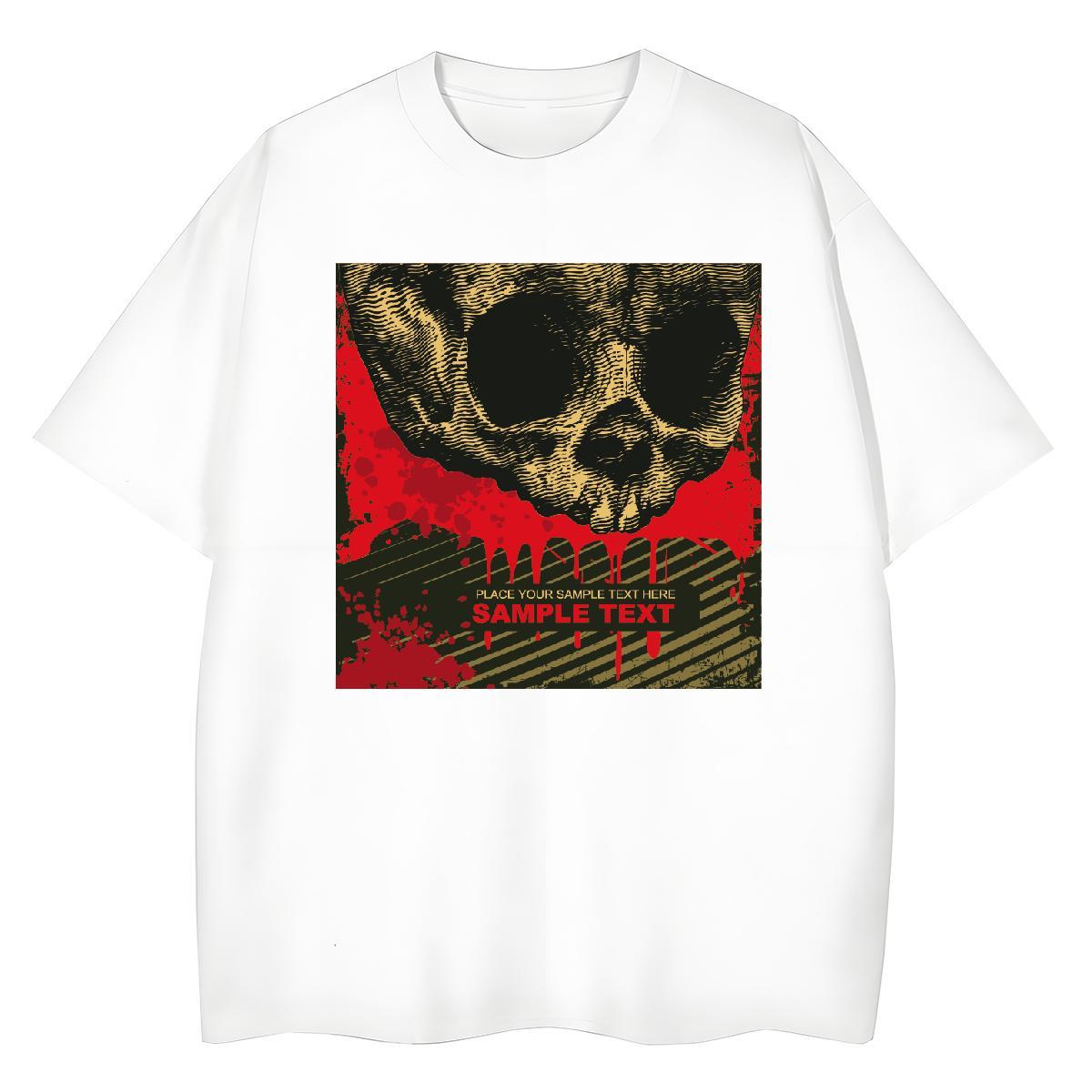 Comfortable Women Tees 230g Pure Cotton scary Street Womens T Shirts Round Neck Short Sleeve Black White Top Shirts