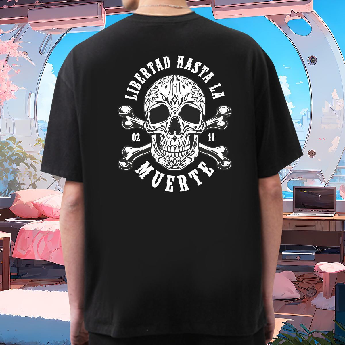 Popular T-Shirts 230g Pure Cotton skull Hip Hop Street Custom Big Size Short Sleeve Soft Men Clothes T-Shirt Stylist Polos