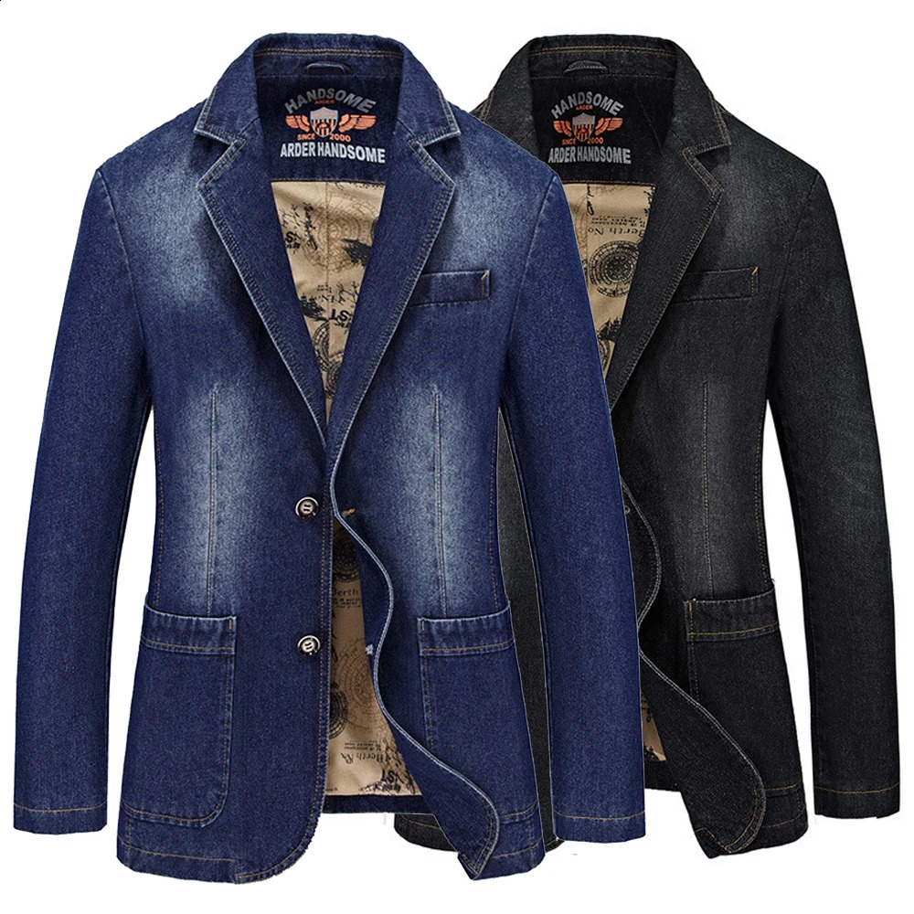 Denim jacket mens jeans autumn slim fit winter windproof denim large size 4XL Jaqueta Masculina 240824