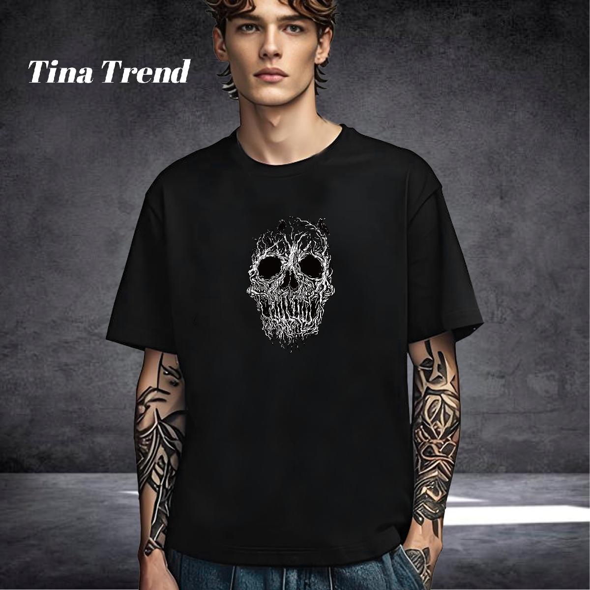 Unisex T Shirt For Man 230g Cotton skull Sports Casual Custom Printed Breathable Crew Neck Tshirt for Man Woman New Arrival Clothes