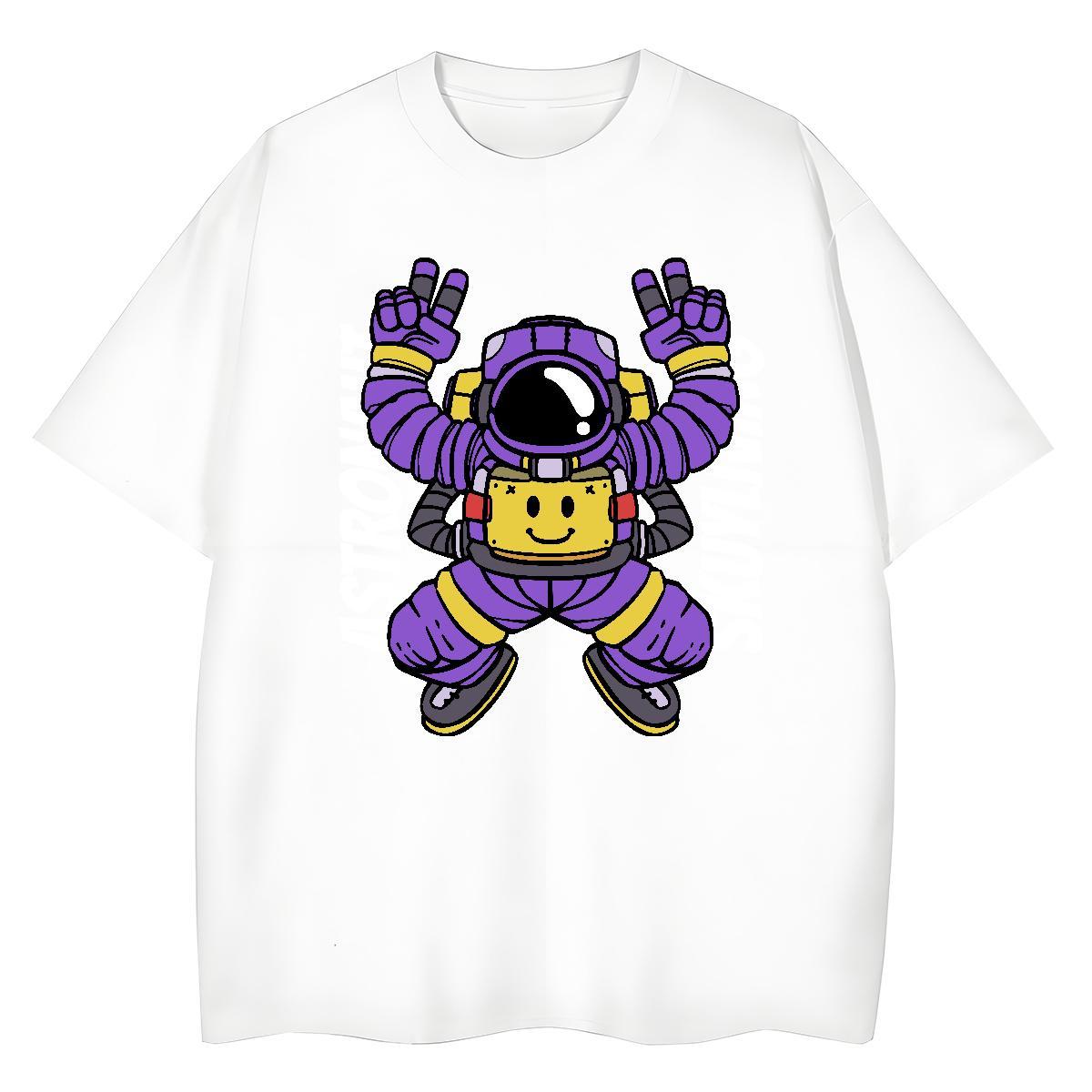 Popular Unisex Tshirts 230g 100% Cotton planet Spring Summer Women T Shirts Short sleeve Soft Anime Print Tees