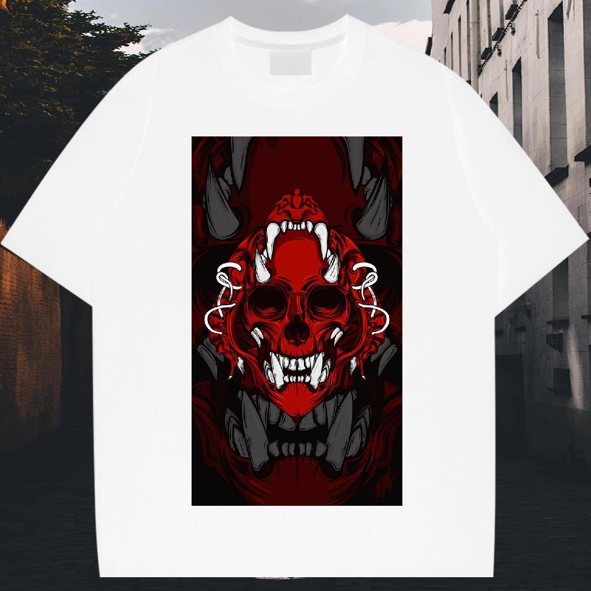 Cool Design T Shirts Men 230g Cotton skull Casual Beach Custom Big Size Breathable Soft Men Tops Tees Designer Fashion Tees Shirts