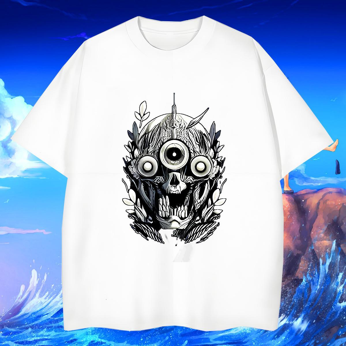 Free Shipping Man T Shirts 100% Cotton 230g skull Summer Casual DIY Printed O Neck Short Sleeves Mens Tshirts New Arrival Tops Tees