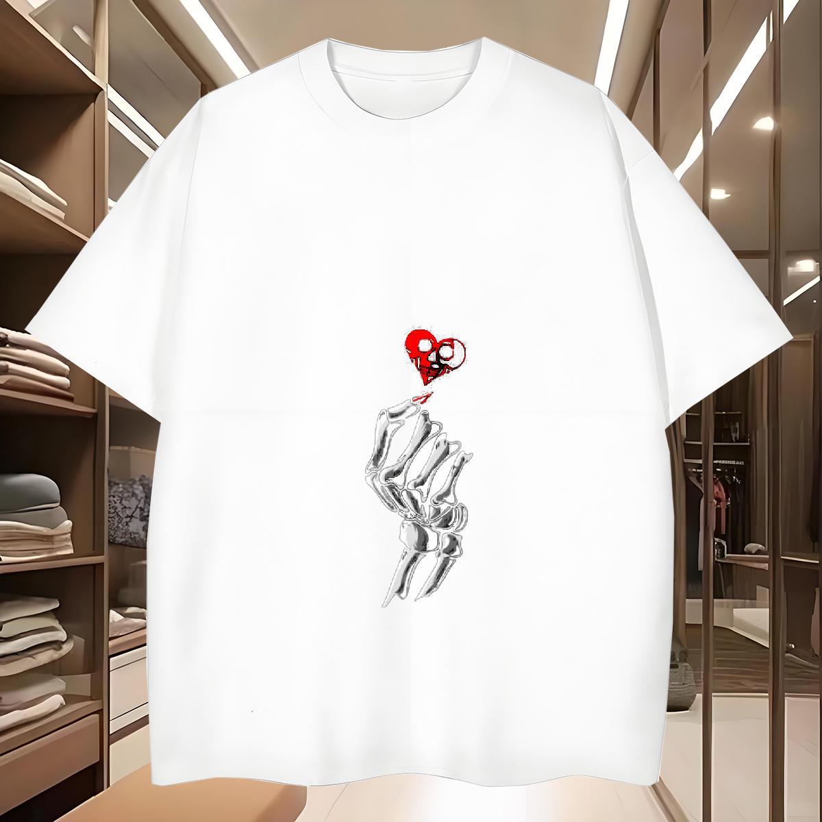 Classic T shirt 230g Pure Cotton skull Street Plus Size Cartoon Breathable Crew Neck Men Tees 2024 Designer Tees Shirts
