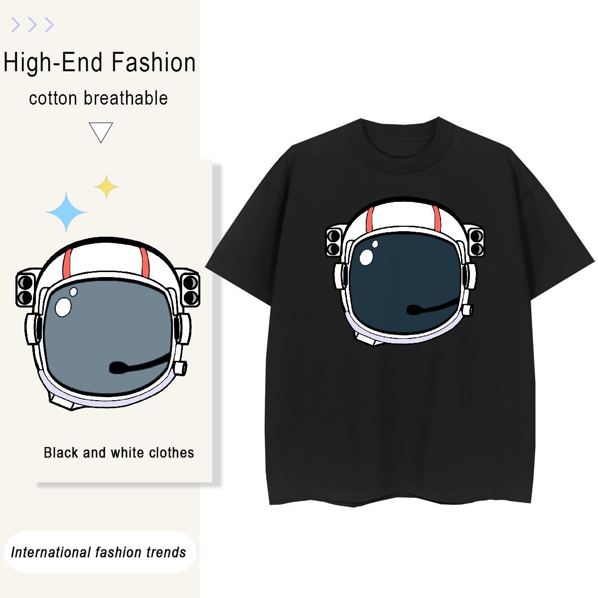 Popular Couples T Shirts 100% Cotton 230g universe Spring Summer T-Shirts O-Neck Short Sleeve Black Oversized Tees Shirts