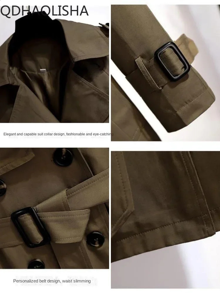 Trench Coats for Women Spring in Vintage Elegant Woman Clothes Korean Fashion Double Breasted Loose Streetwear Short Jacket 240824