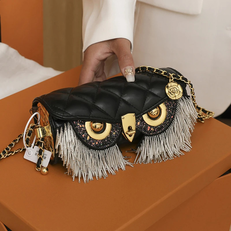 Cute Owl Bags for Women 2024 Handbag Fashion Tassel Crossbody Bag Leather Animal Print Shoulder Woman y240828
