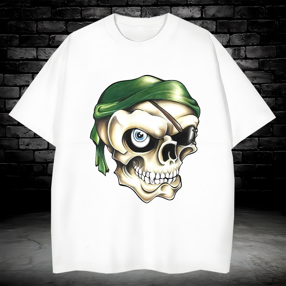 Unisex T-Shirts for Men 100% Cotton 230g skull Summer Casual Cartoon Print Pure Cotton Men Tshirts Designer Fashion Polos