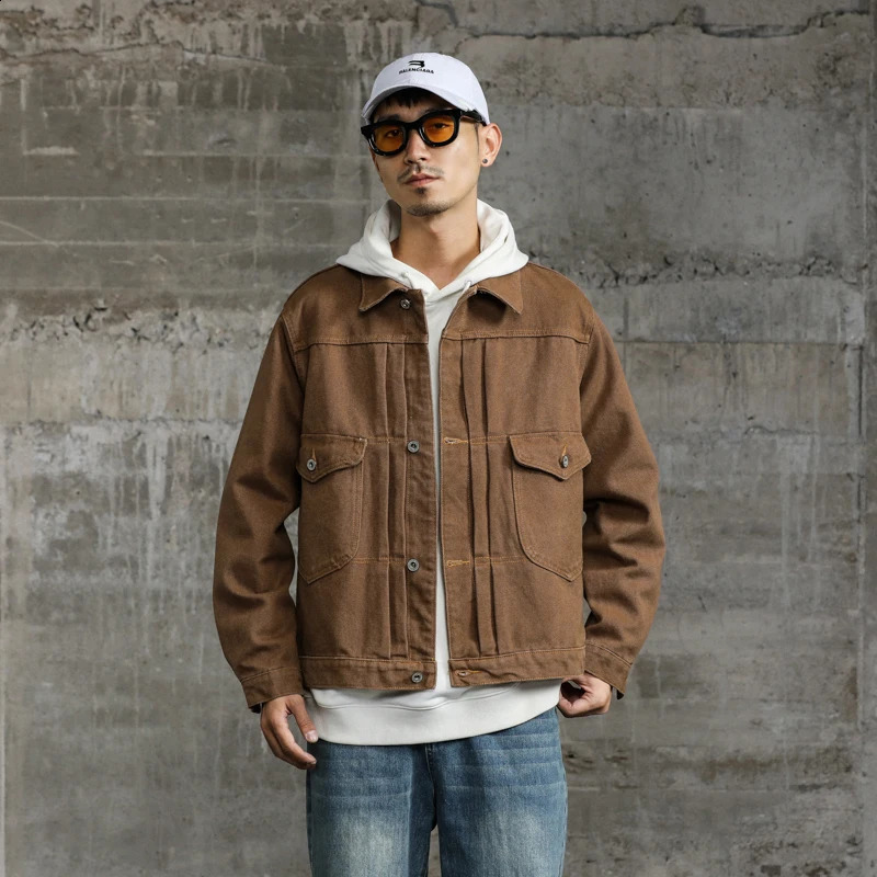 mens denim jackets for spring and autumn fashionable retro jacket clothing 240824