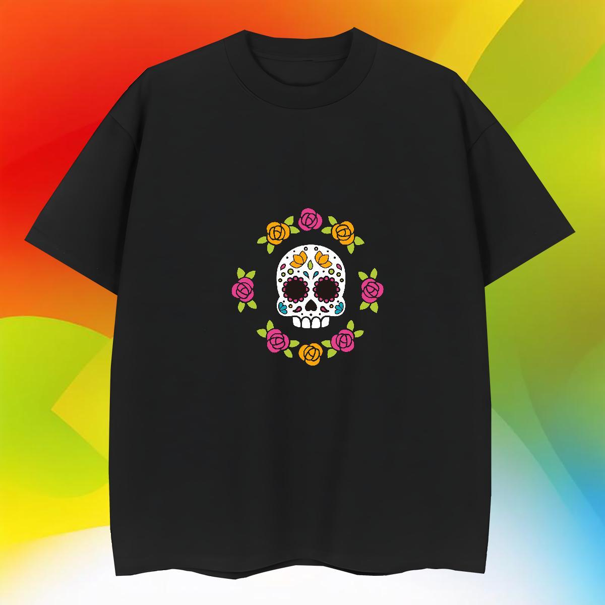 Loose Fit T-Shirts for Men 230g Pure Cotton skull Hip Hop Graphic Breathable Soft Tshirts Fashion Designer Tees