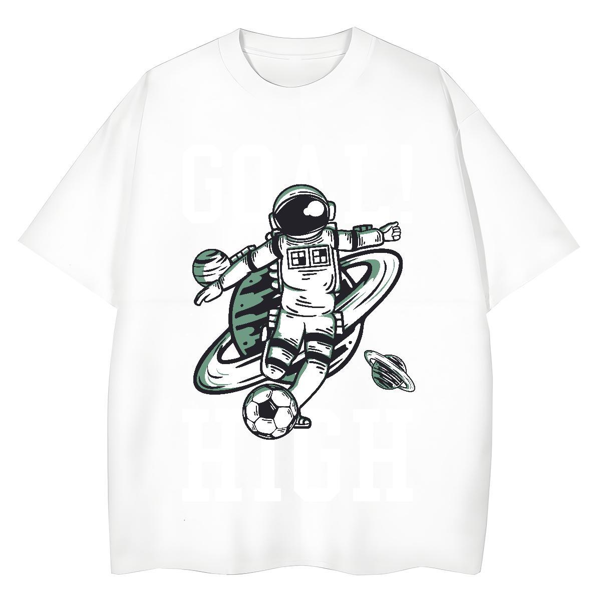 Loose fit Lady T shirt 100% Cotton 230g spaceman Street Casual T-Shirts Breathable Crew Neck Plus Size Custom Tops
