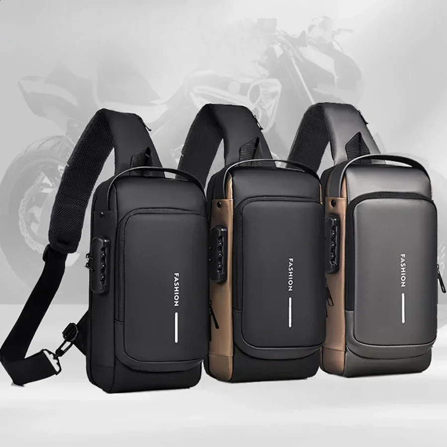 Mens multifunctional anti-theft USB shoulder bag mens cross body travel sling chest bag mens messenger bag 240824