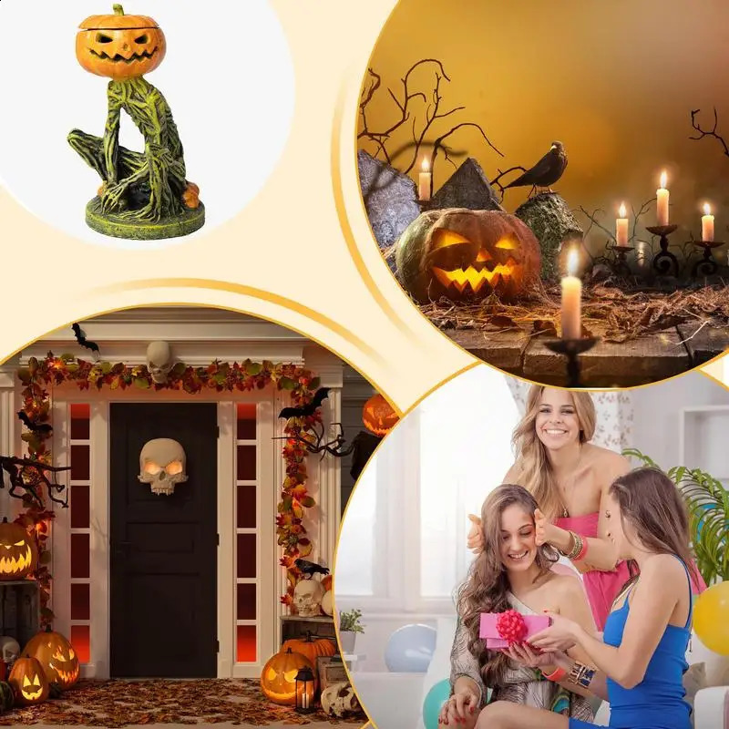 Halloween Pumpkin Candlestick Scary Halloween Decor Lantern Pumpkin Tealight Exquisite Versatile Tealight Candle Holders Home 240824