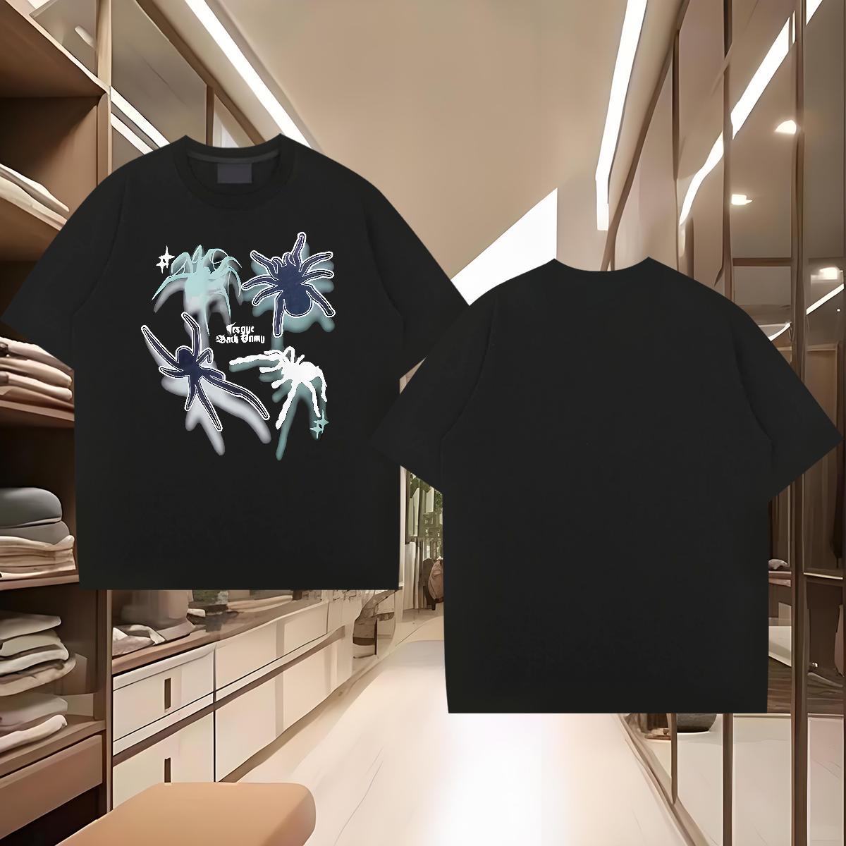 Designer Fashion Men Tops Tees spider High Street Hip Hop 230g Cotton Polos O Neck Short Sleeves Free Shipping Men T Shirts Floral Print