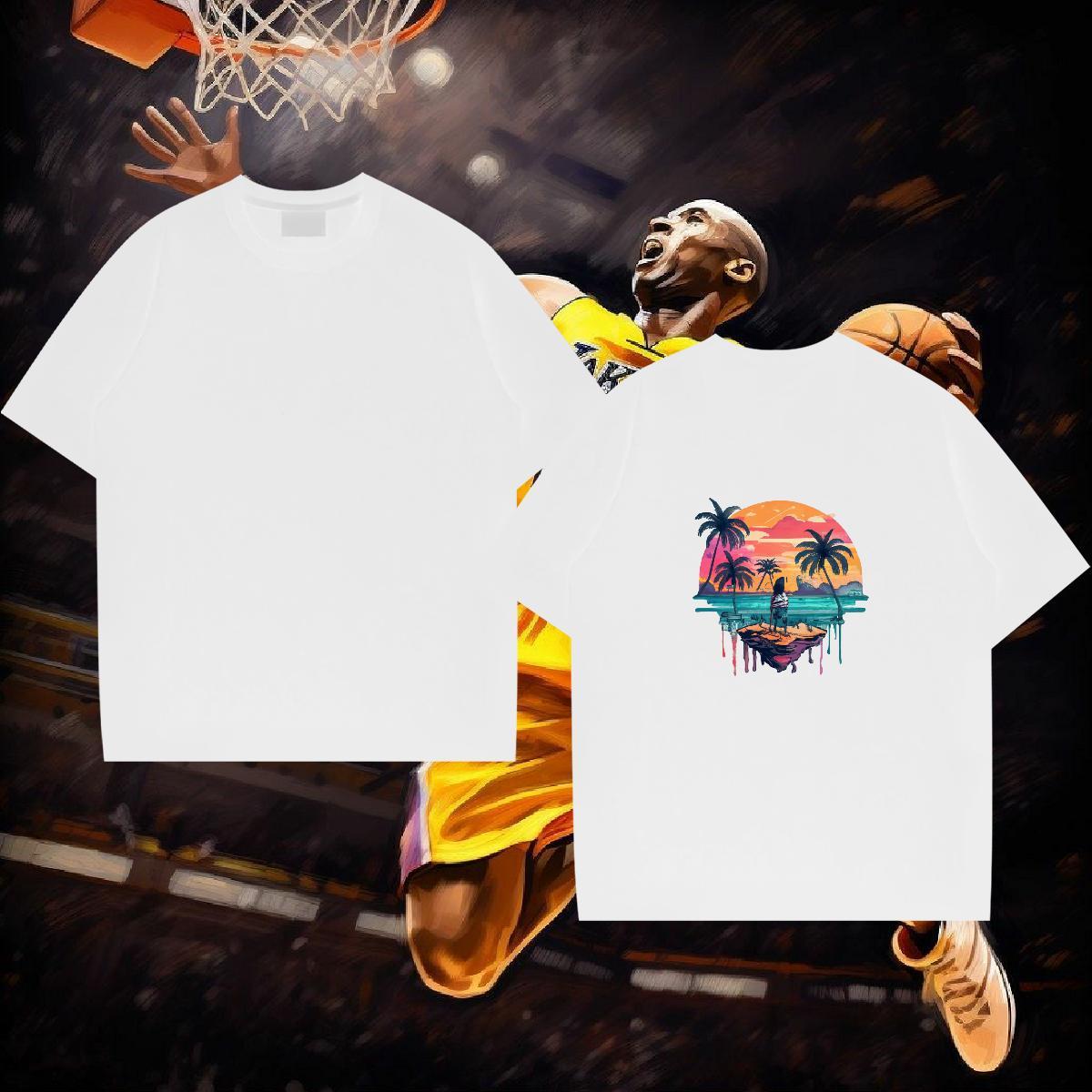 Cool Design T Shirts Men 230g Pure Cotton beach Summer Casual Custom Printing Crew Neck Breathable Mens Tshirts New Designer Clothes