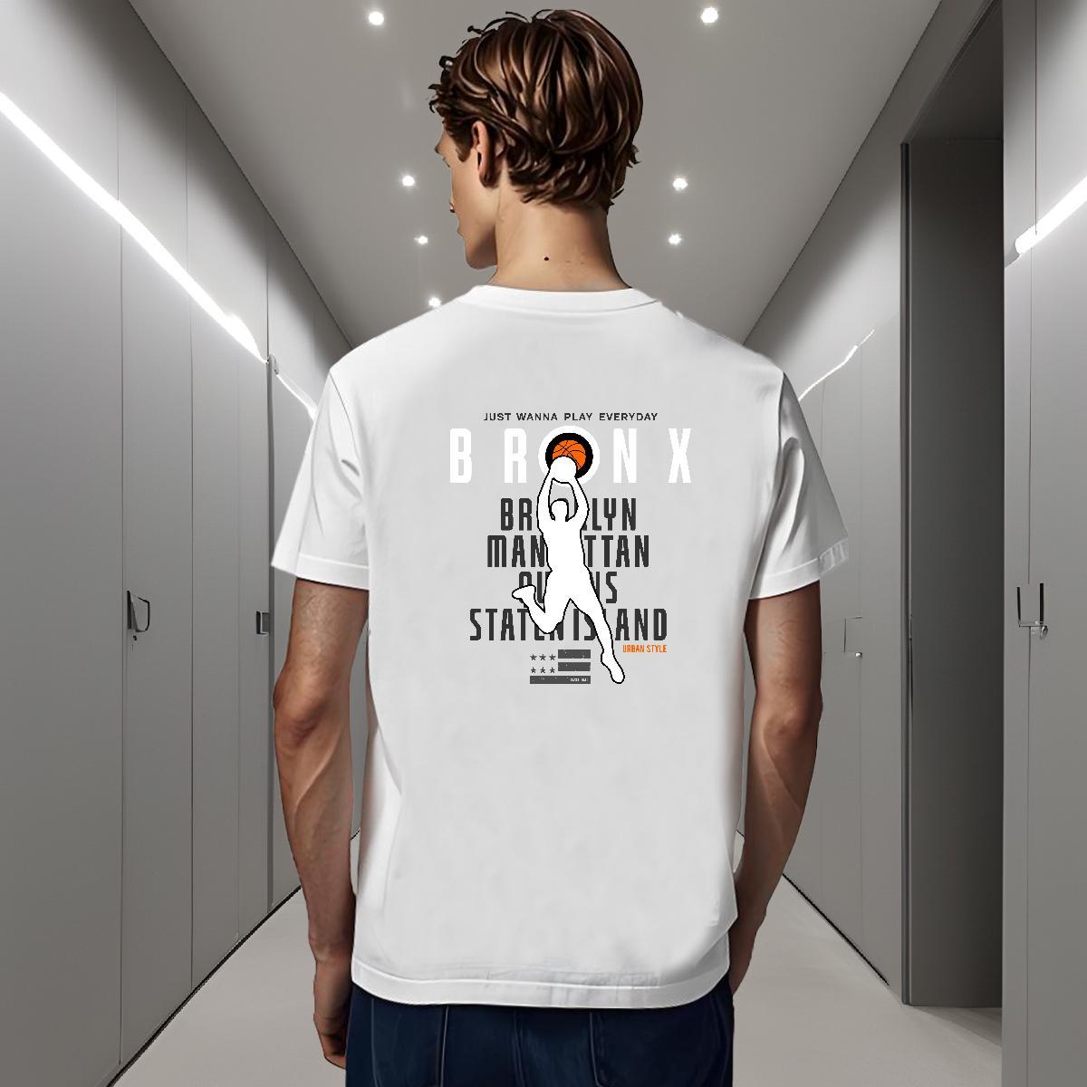 Popular T Shirts Men 230g Pure Cotton basketball Hip Hop Customized Print Crew Neck Men Tops Tees Designer Fashion Clothes