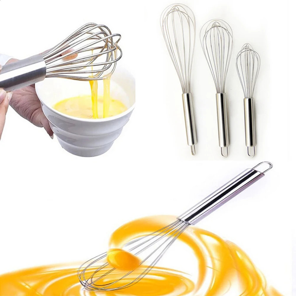 8/10/12 inches Stainless Steel Balloon Wire Whisk Manual Egg Beater Mixer Kitchen Baking Utensil Milk Cream Butter Whisk Mixer 240824