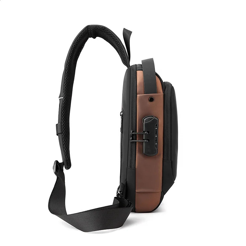 Mens cross body bag waterproof USB shoulder bag anti-theft travel messenger box sling bag fashionable y er 240824