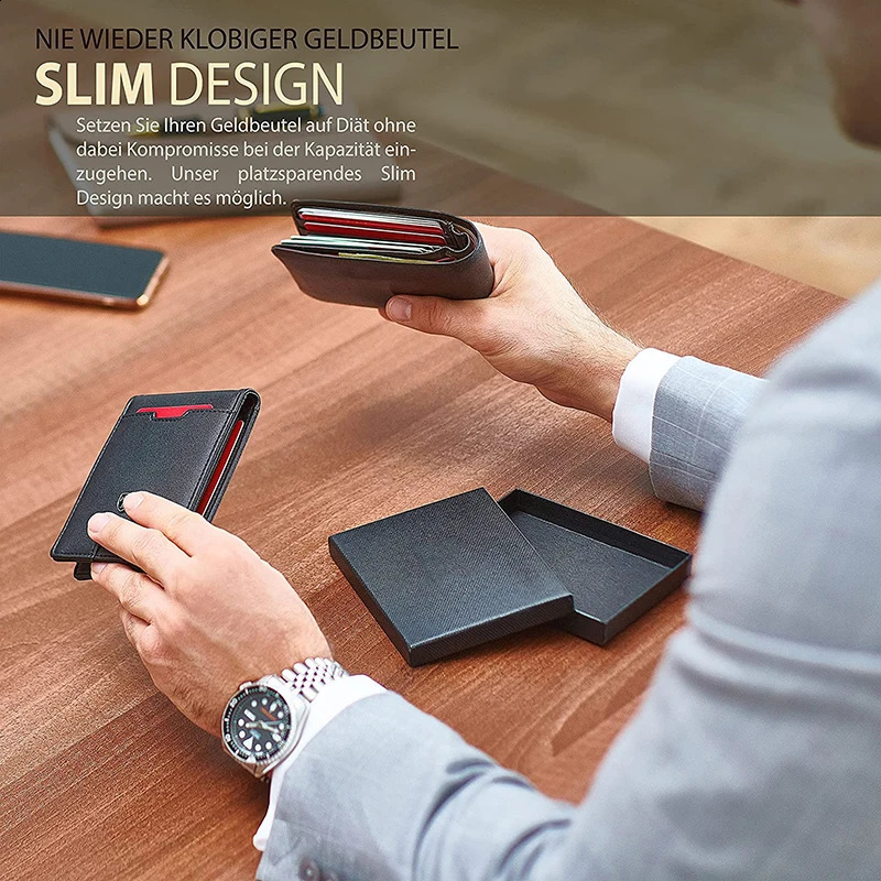 Mens Wallet Credit Card Wallet RFID Protection Simple Ultra-thin PU Small Money Clip 240824