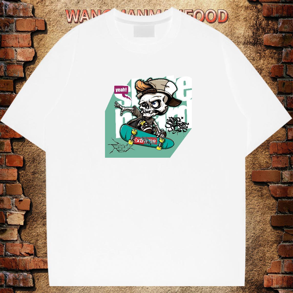 Classic T Shirts Men 230g Pure Cotton skateboarding Hip Hop DIY Anime Breathable Short Sleeve Men Tops Tees Factory Direct Tee Shirt