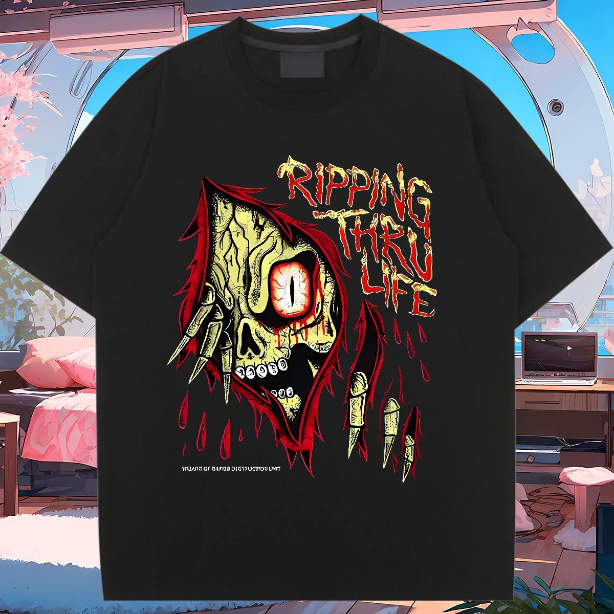 Female Women Tees 100% Cotton 230g SCARY Street Casual Women T Shirts Breathable Crew Neck Black White Tshirts