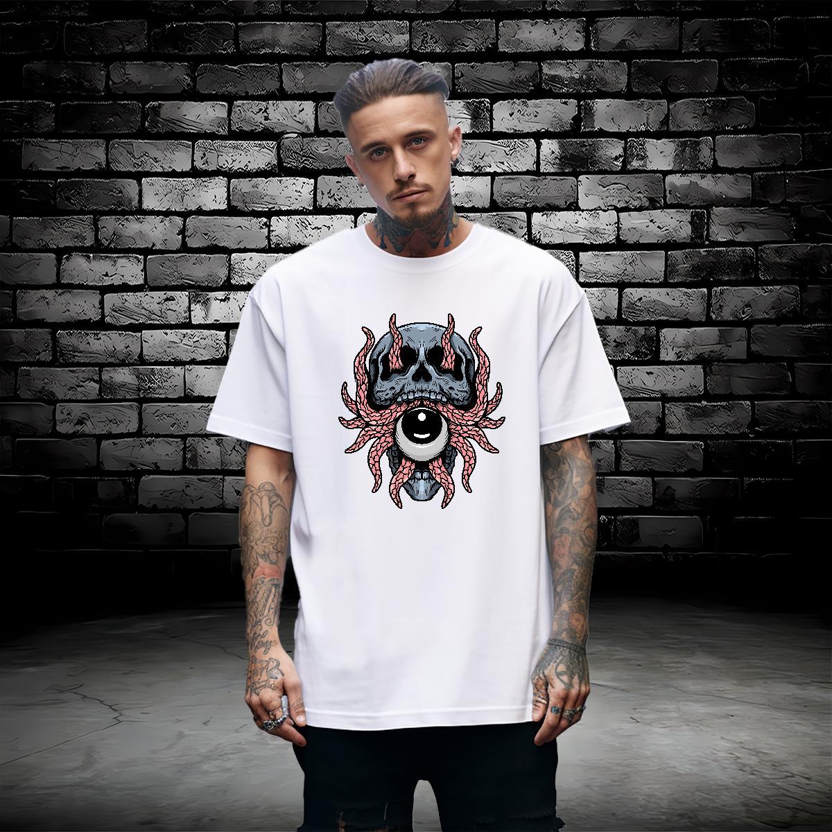 Free Shipping Mens T Shirts 230g Cotton skull Home Outdoor Graphic Breathable Short Sleeve Tshirts 2024 Summer Tops