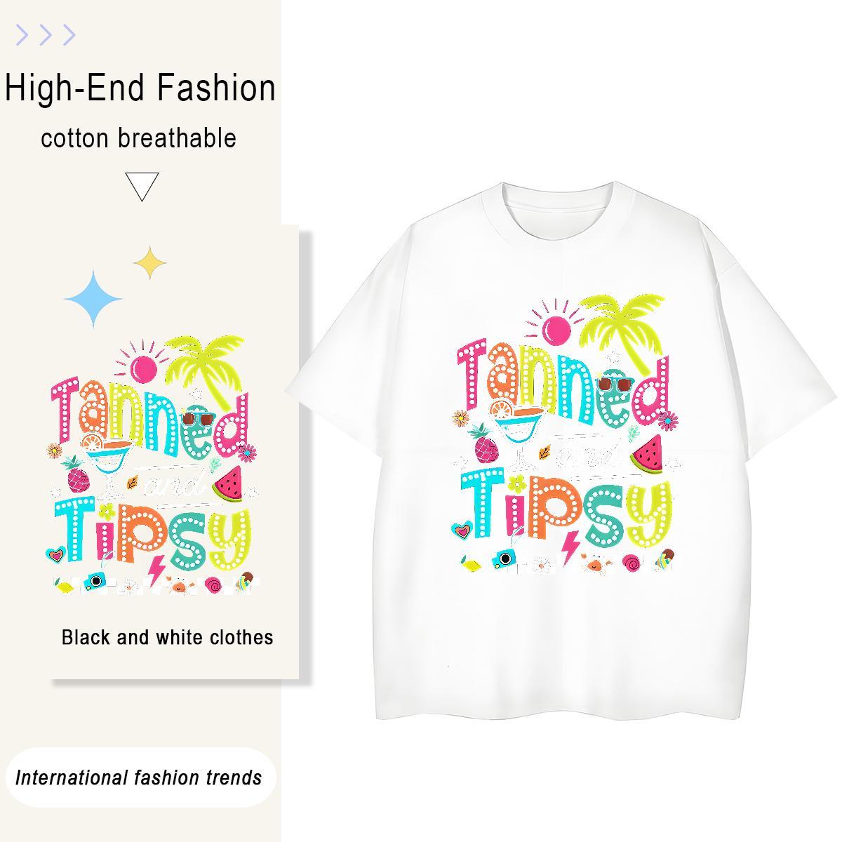 Lady Women Tees 230g Cotton letter Hip Hop Woman T Shirts Short Sleeve O-Neck Custom Print Plus Size Top Shirts