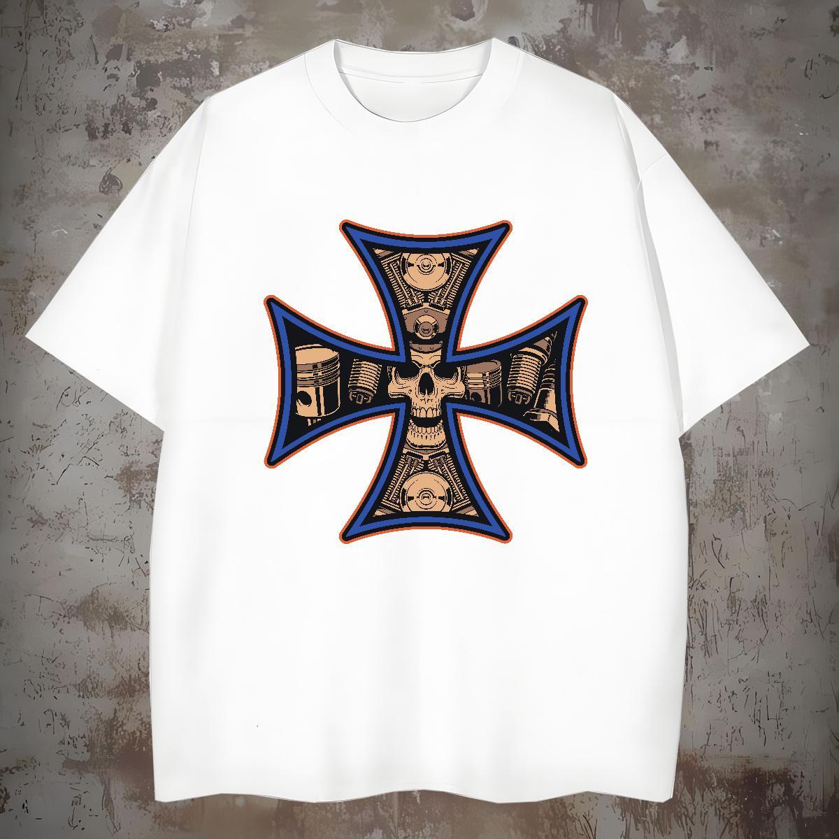 TOP Quality Man T Shirts 230g Cotton skull Outdoor DIY Anime Pure Cotton Men Tops Tees 2024 New Tee Shirt