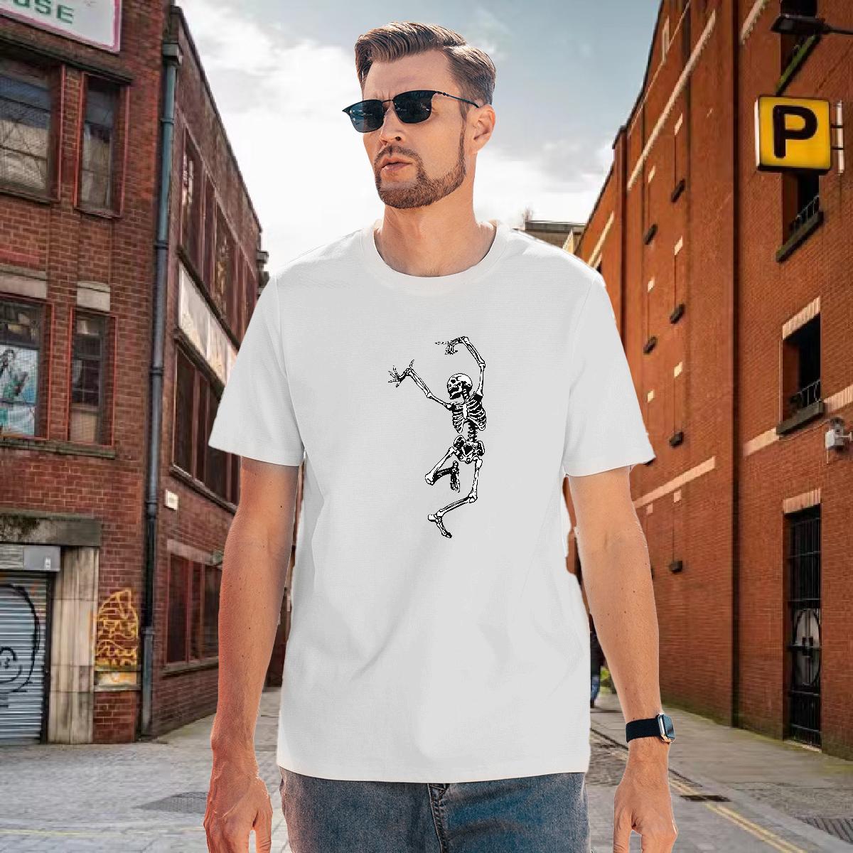 Designer T-Shirts for Men 100% Cotton 230g skull Daily Outfit Graphic Breathable Short Sleeve Mens Tshirts Free Shipping Tees