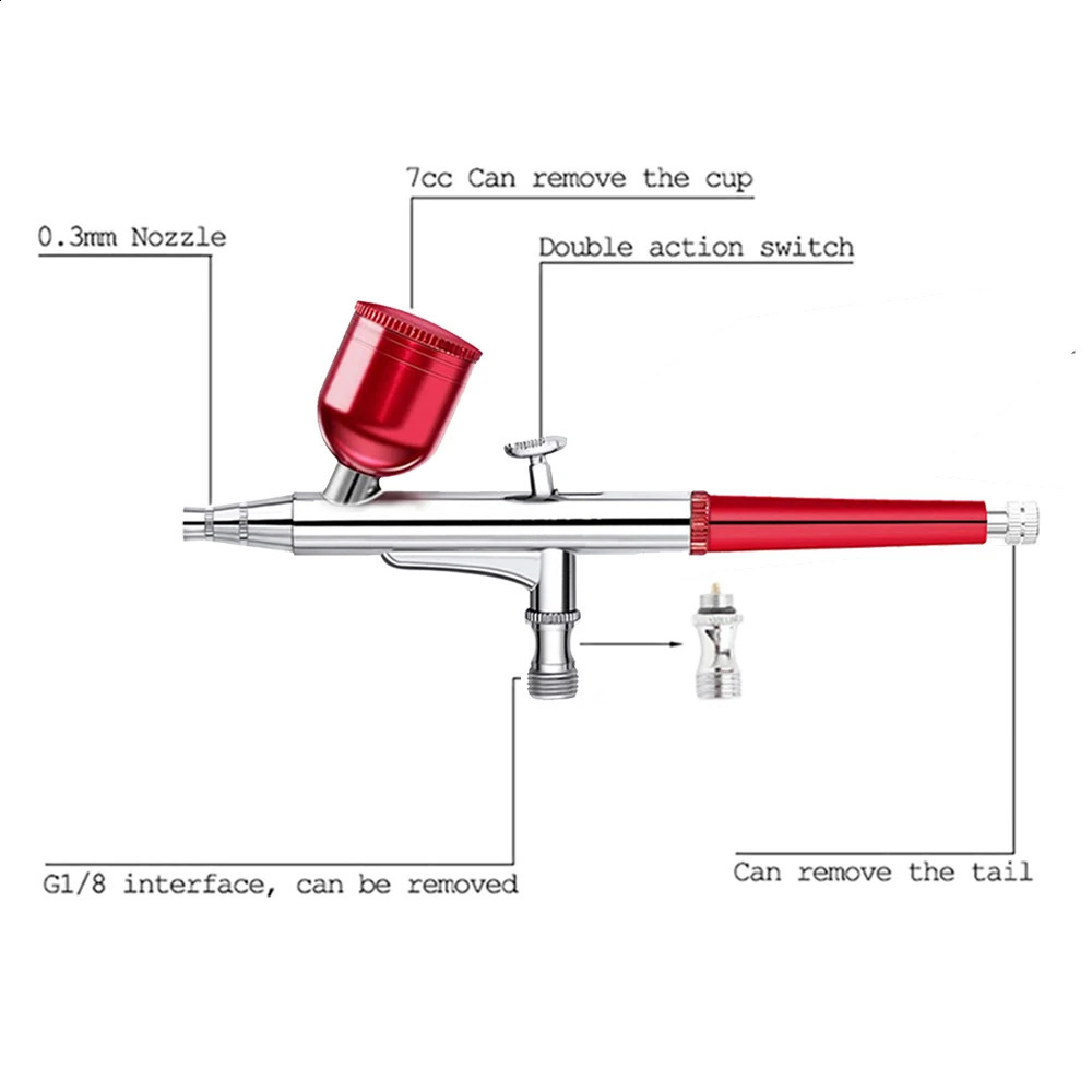 Double action red spray gun AC 131 brush spray art tattoo cake makeup beauty model air brush gun 240823