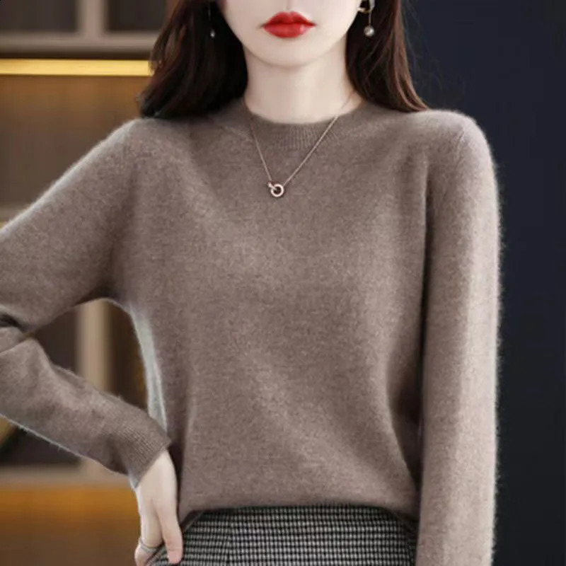 Xpqbb Women Sweater Autumn Winter Basic O-neck Knitted Pullovers Female Sweaters Casual Solid Long Sleeve Knitwear Bottoming Top 240824