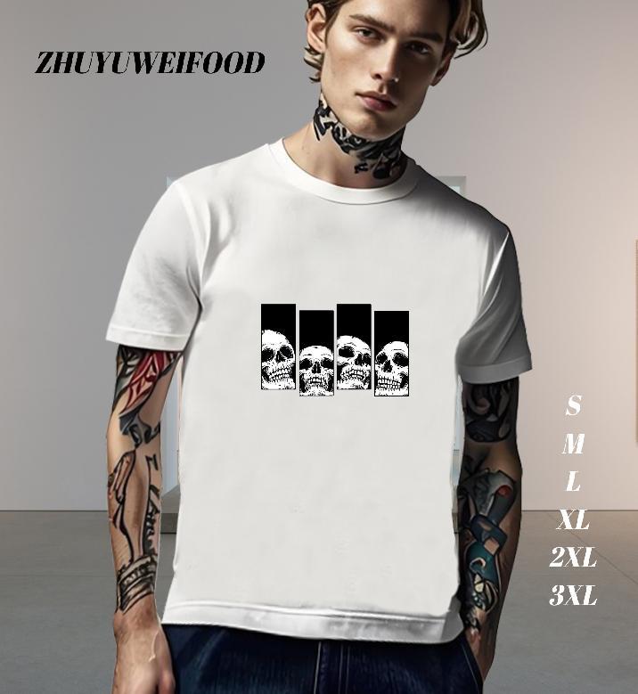 Designer T-Shirts for Men 230g Cotton skull Summer Casual Oversized Crew Neck Breathable Men Clothes T-Shirt New Designer Polos