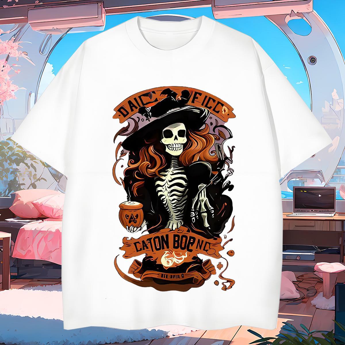 Loose T-Shirts for Men 230g 100% Cotton skull Hip Hop DIY Breathable Tshirts Fashion Designer Wear
