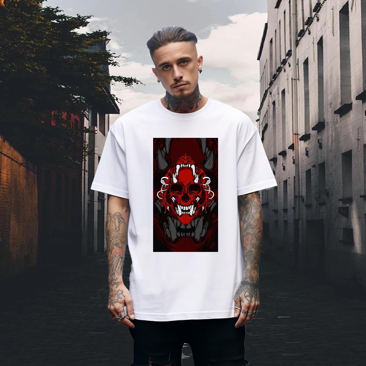 Cool Design T Shirts Men 230g Cotton skull Casual Beach Custom Big Size Breathable Soft Men Tops Tees Designer Fashion Tees Shirts
