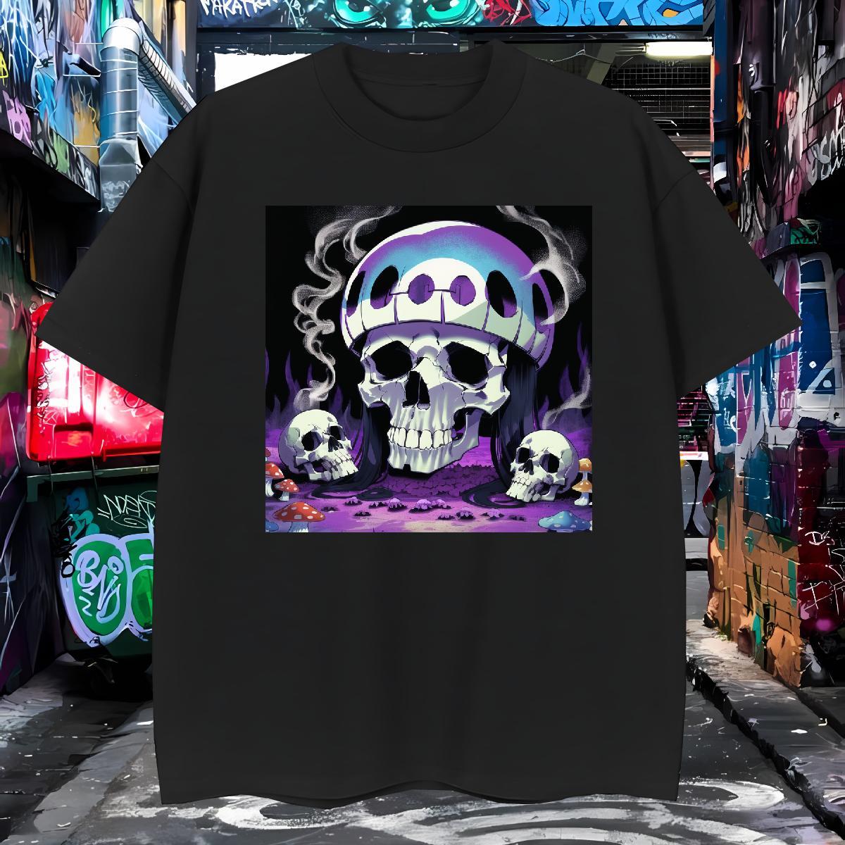 Loose Fit T-Shirts 230g Pure Cotton skull Daily Outfit Asian Size Breathable Crew Neck Men Tees Factory Direct Tee Shirt