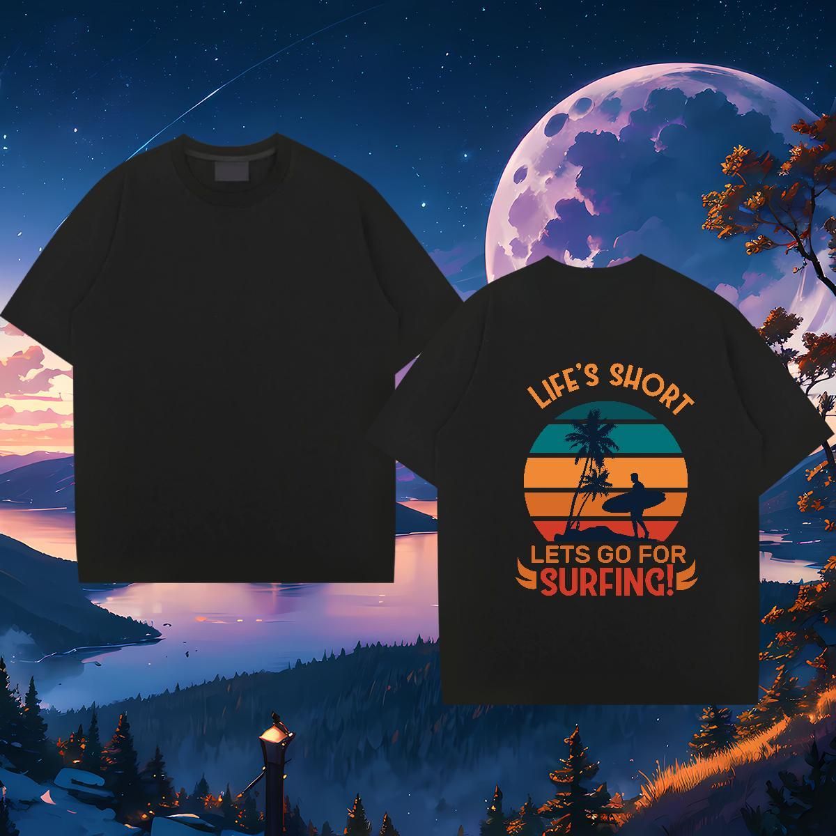 Wholesale Men T Shirts 230g 100% Cotton wave Street Casual Oversized 4XL Crew Neck Breathable Men Tshirts Designer Top Tees