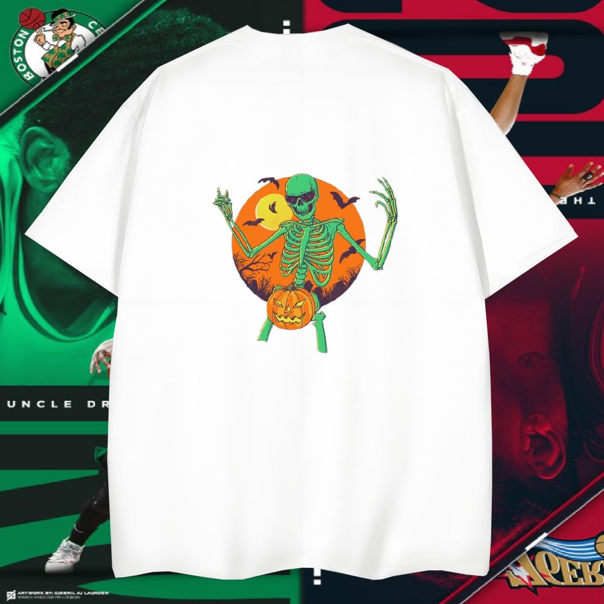 TOP Quality T-Shirts for Men 230g Cotton skull Hip Hop DIY Printed Round Neck Short Sleeve Men Tshirts Wholesale Clothings