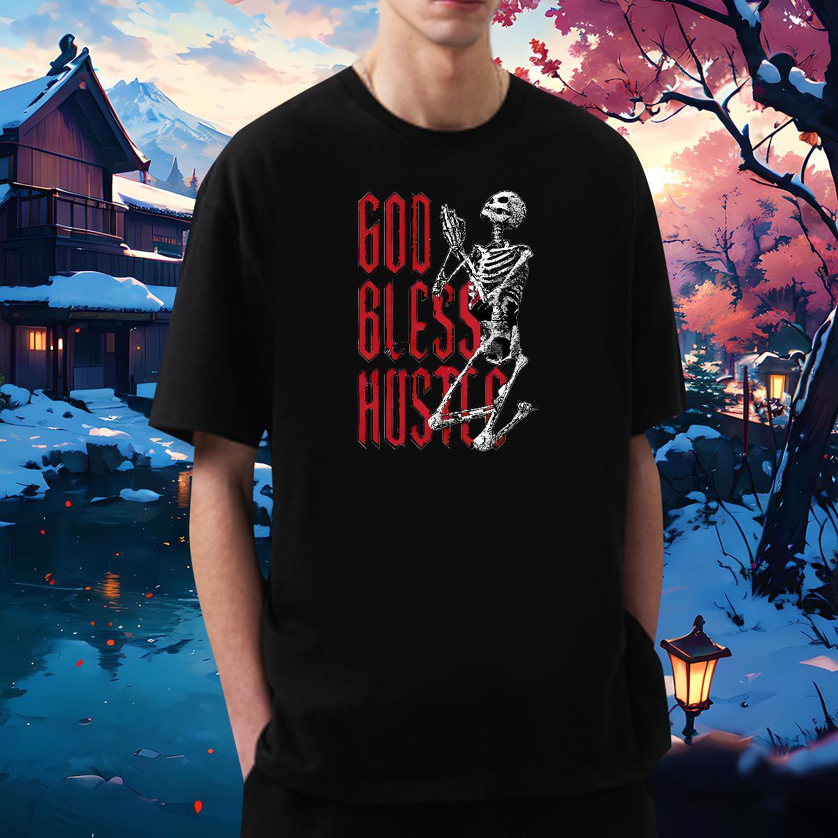 Classic T shirt 230g 100% Cotton skull Street Casual Cartoon Printing L-4XL Breathable Tshirts New Arrival Tee Shirt