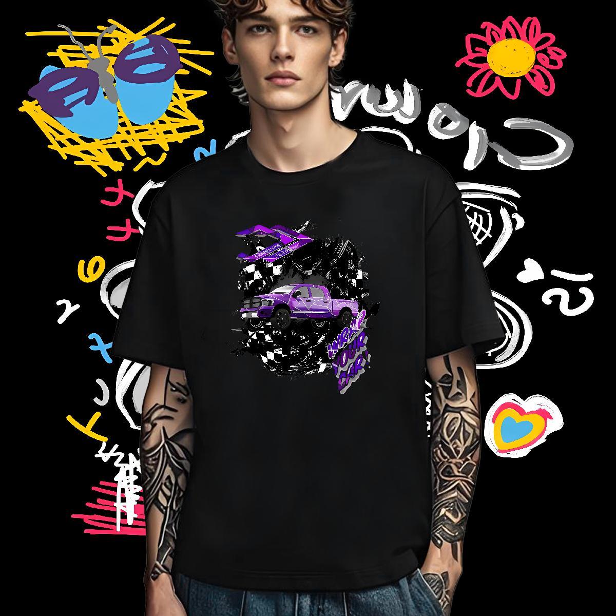 Soft T Shirt For Man 230g Cotton beach Anime Printing Street Graphic Breathable Short Sleeve Tshirts Wholesale Polos